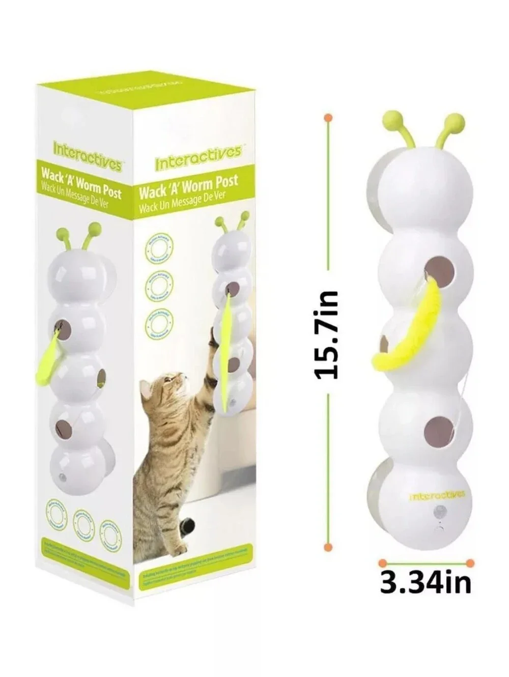 NIB Allforpaws Interactive Cat Toys Wack'A'Worm Post Cat Toy